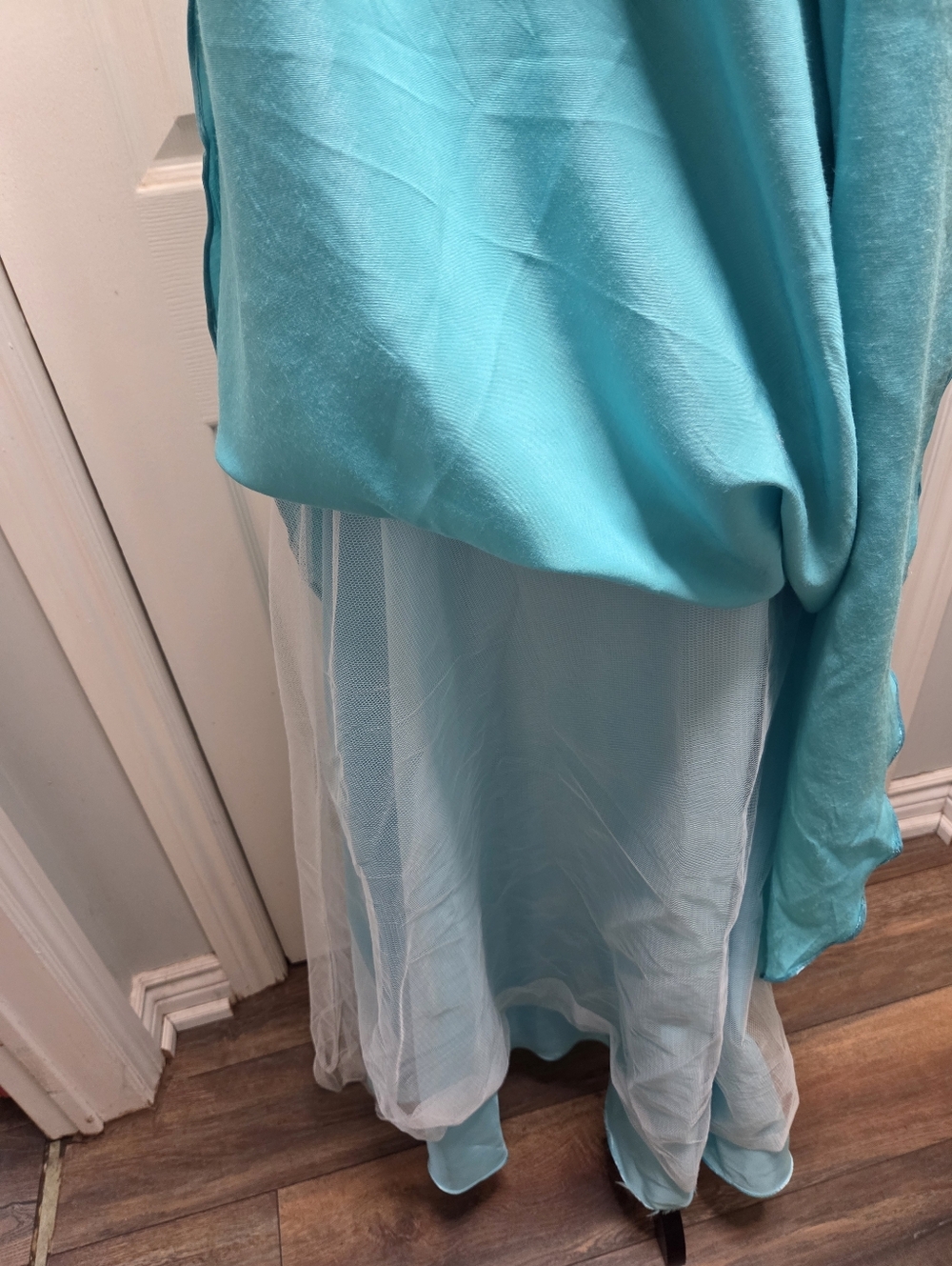 Icy Mint Turquoise Satin A-Line Maxi Skirt Frozen Princess Elsa - Picture 3 of 16